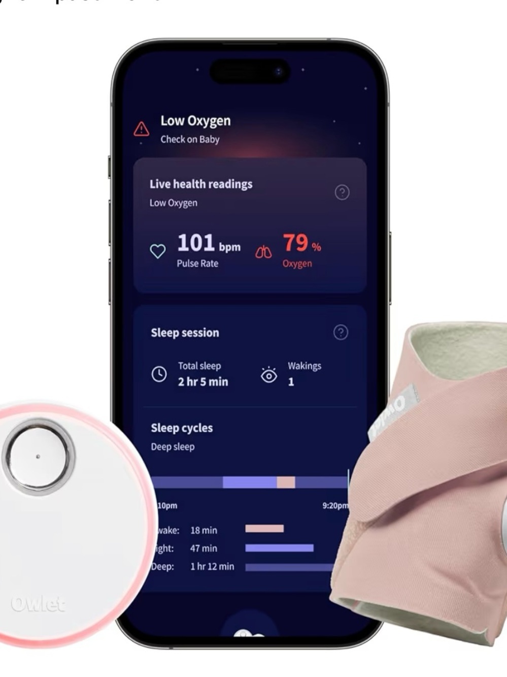 Owlet dream sock Smart Baby Monitor Wearable and App